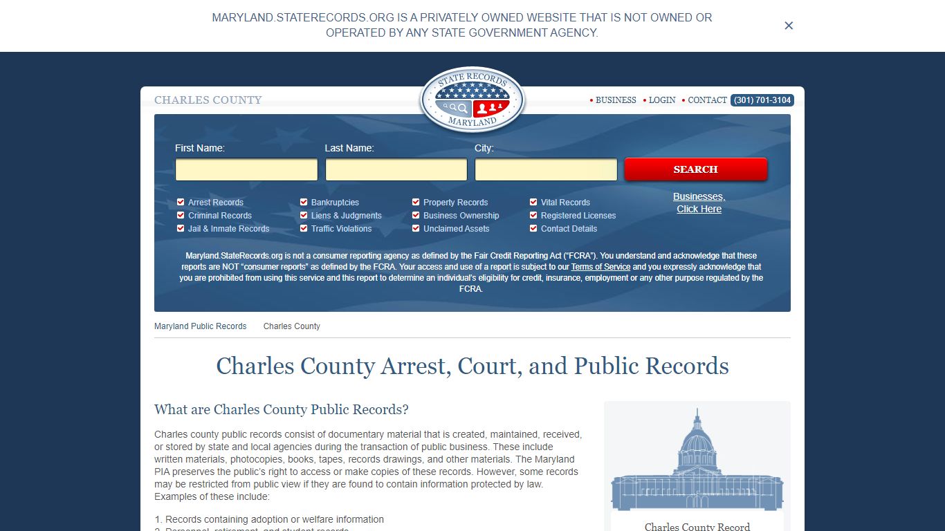 Charles County Arrest, Court, and Public Records