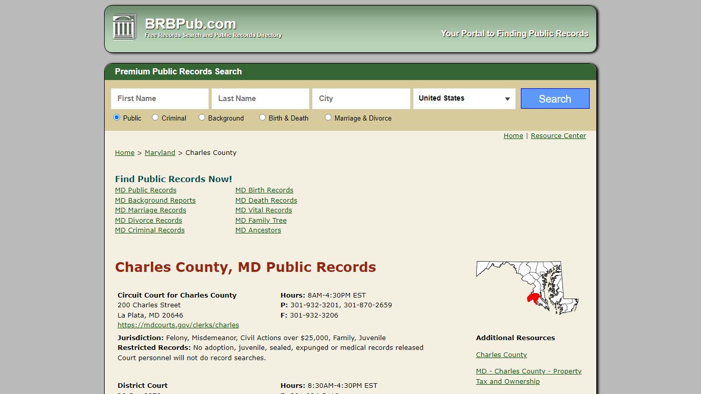 Charles County Public Records | Search Maryland Government Databases