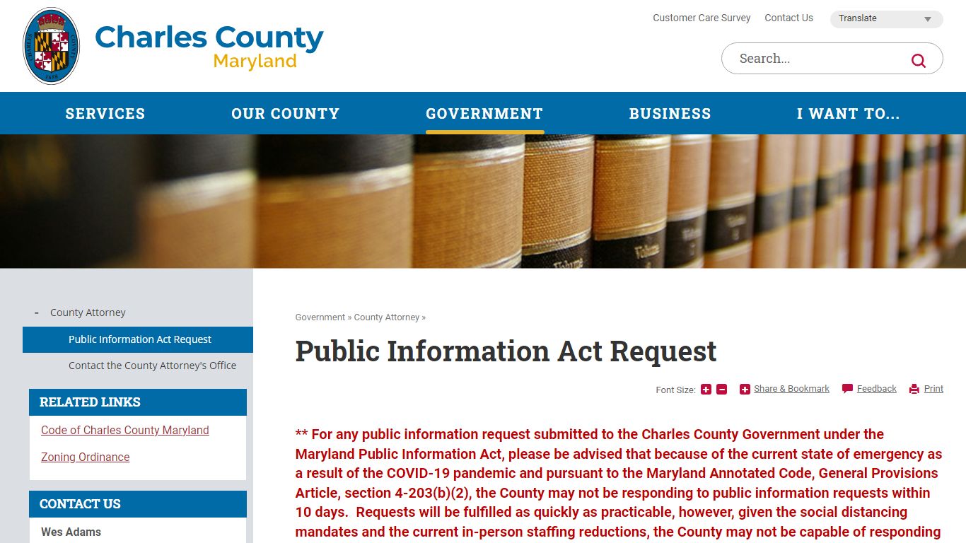 Public Information Act Request | Charles County, MD