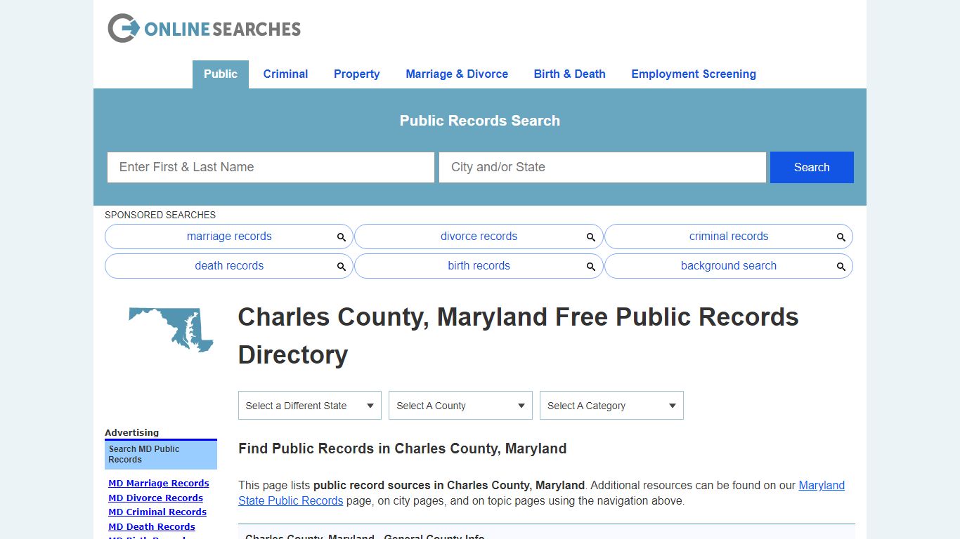 Charles County, Maryland Public Records Directory