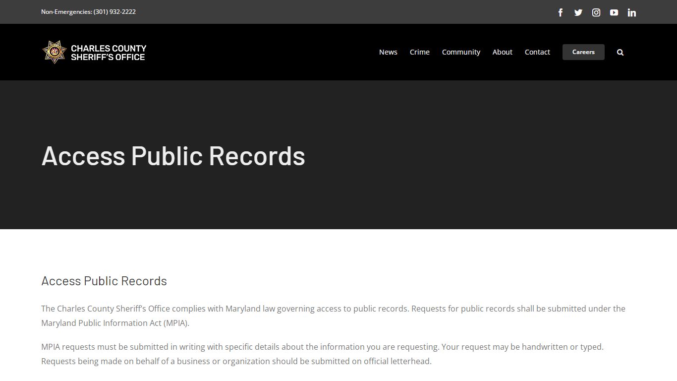 Access Public Records – Charles County Sheriff's Office