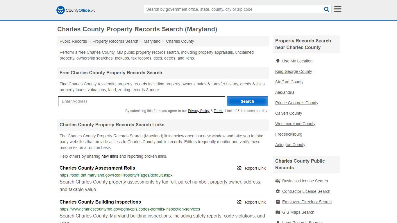 Charles County Property Records Search (Maryland) - County Office