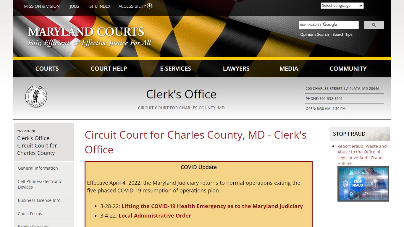 Circuit Court for Charles County, MD - Clerk's Office